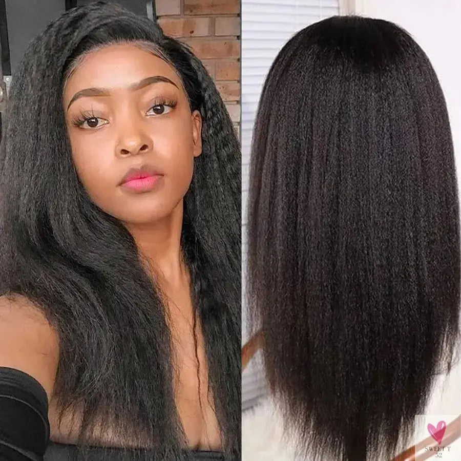 Kinky Straight Human Hair Wigs for Women - Glueless, Ready To Wear, 4x4 Hd Lace Front Brazilian Wigs-hair accessories-SWEET T 52