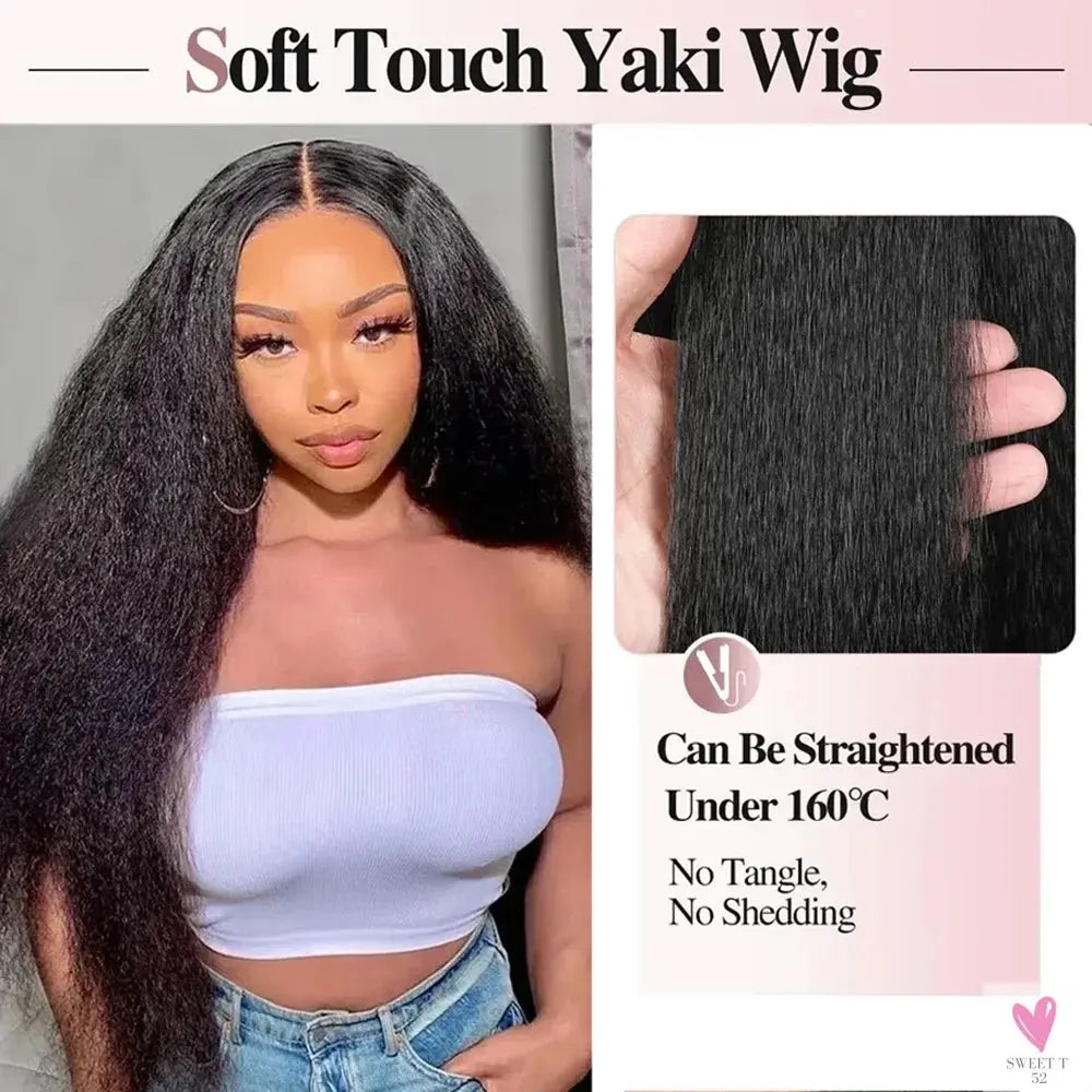 Kinky Straight Synthetic Lace Front Wigs for Women - 13x4/13X6 Lace Front Wig, Pre-Plucked Sweet T 52