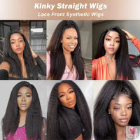 Kinky Straight Synthetic Lace Front Wigs for Women - 13x4/13X6 Lace Front Wig, Pre-Plucked Sweet T 52