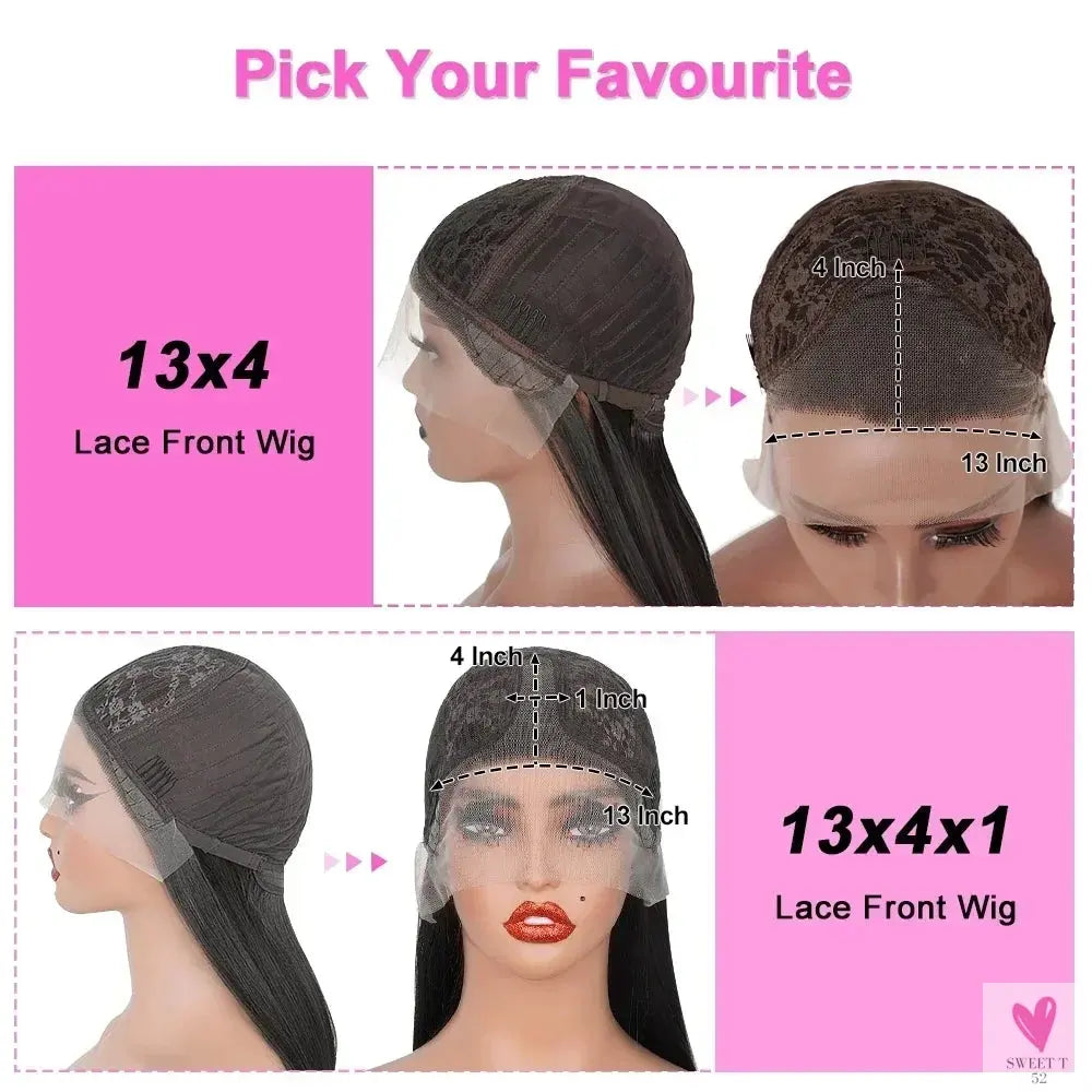 Kinky Straight Synthetic Lace Front Wigs for Women - 13x4/13X6 Lace Front Wig, Pre-Plucked Sweet T 52
