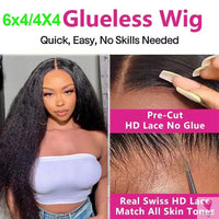 Kinky Straight Yaki Lace Frontal Human Hair Wigs, Glueless Wigs, Easy To Wear, Brazilian Sweet T 52