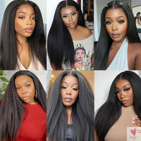 Kinky Straight Yaki Lace Frontal Human Hair Wigs, Glueless Wigs, Easy To Wear, Brazilian Sweet T 52