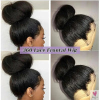 Kinky Straight, Invisible Strap, 360 Full Lace Glueless Wig - Human Hair Pre Cut HD 360 Lace Front Wig, Pre-Plucked Human Hair Wigs Sweet T 52