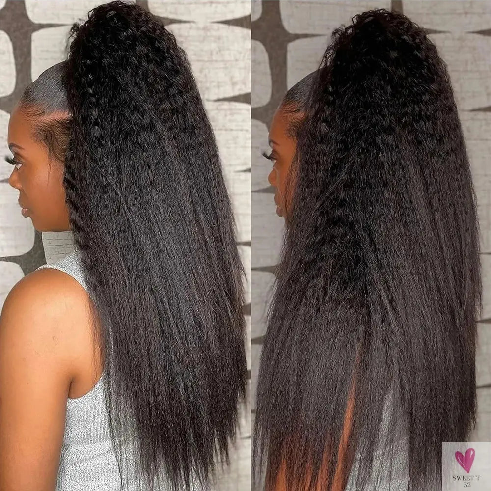 Kinky Straight, Invisible Strap, 360 Full Lace Glueless Wig - Human Hair Pre Cut HD 360 Lace Front Wig, Pre-Plucked Human Hair Wigs Sweet T 52