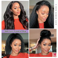 Kinky Straight, Invisible Strap, 360 Full Lace Glueless Wig - Human Hair Pre Cut HD 360 Lace Front Wig, Pre-Plucked Human Hair Wigs Sweet T 52