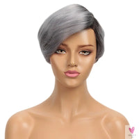 Lace Pixie Part Human Hair Short Straight Bob With Bangs - Brazilian Remy Wigs, Natural, Glueless Ombre Colors for Women and Girls