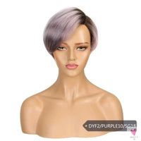 Lace Pixie Part Human Hair Short Straight Bob With Bangs - Brazilian Remy Wigs, Natural, Glueless Ombre Colors for Women and Girls