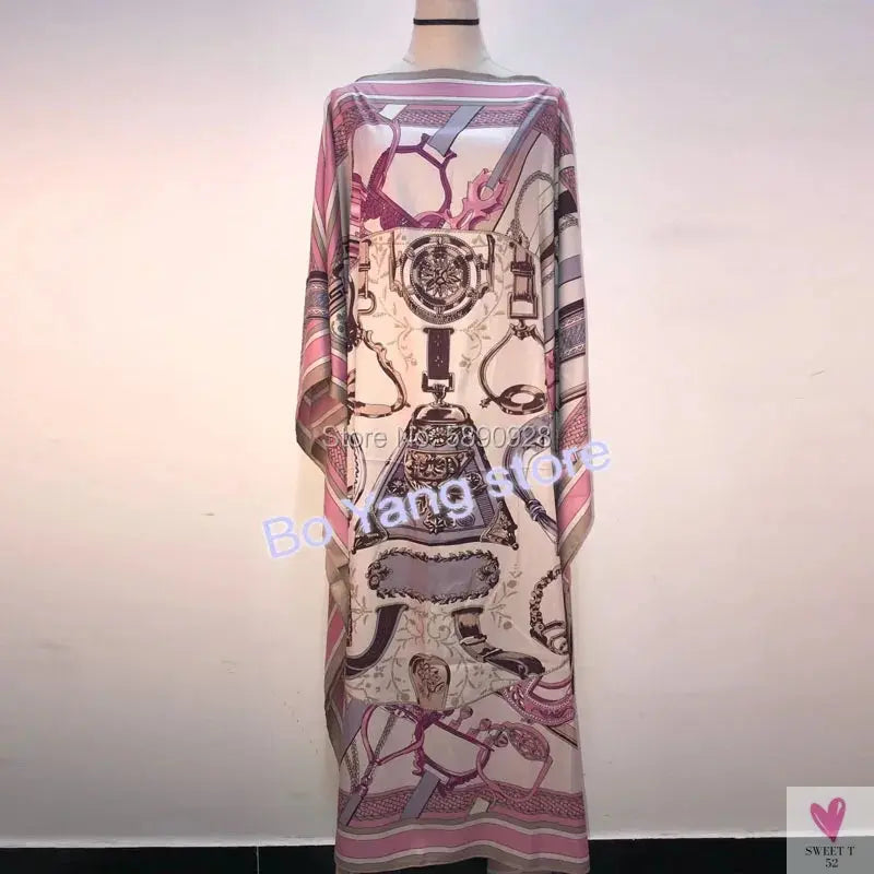 Lady's Silk African Kaftan Dresses - Loose Batwing Sleeve Kaftans Sweet T 52