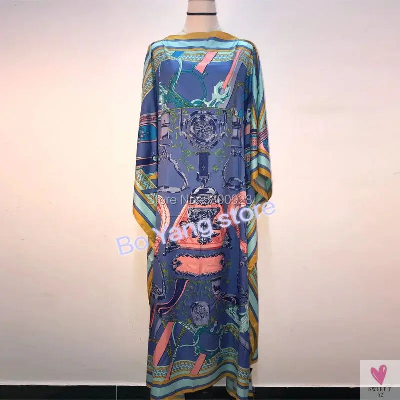 Lady's Silk African Kaftan Dresses - Loose Batwing Sleeve Kaftans Sweet T 52