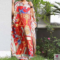 Lady's Silk African Kaftan Dresses - Loose Batwing Sleeve Kaftans Sweet T 52