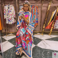 Lady's Silk African Kaftan Dresses - Loose Batwing Sleeve Kaftans Sweet T 52