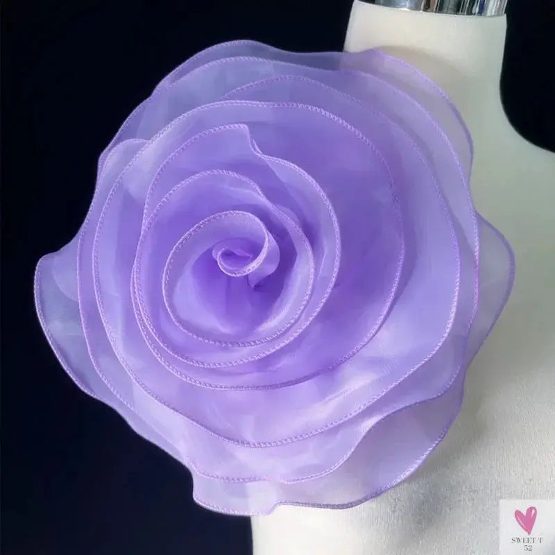 Large Rose Flower Patch - Artificial Handmade Chest Flower, Clothing, Dress, Neck or Hair Decoration - Organza 3D Flower Corsage Accessory SWEET T 52