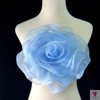 Large Rose Flower Patch - Artificial Handmade Chest Flower, Clothing, Dress, Neck or Hair Decoration - Organza 3D Flower Corsage Accessory SWEET T 52