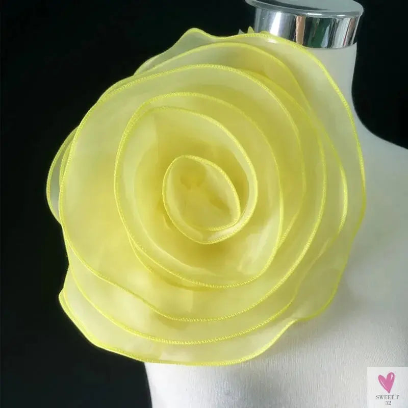 Large Rose Flower Patch - Artificial Handmade Chest Flower, Clothing, Dress, Neck or Hair Decoration - Organza 3D Flower Corsage Accessory SWEET T 52