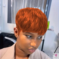 Layered Short Pixie Cut Wig  Remy Brazilian Human Hair Full Machine-Made Wig for Women, Sweet T 52