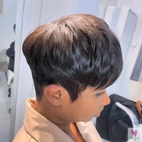 Layered Short Pixie Cut Wig  Remy Brazilian Human Hair Full Machine-Made Wig for Women, Sweet T 52