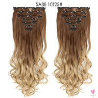 Linwan Synthetic 24Inchs 16 Clips in Hair Extensions Long Wavy Hairstyle Blonde Black Hairpieces Heat Resistant False Hair Sweet T 52