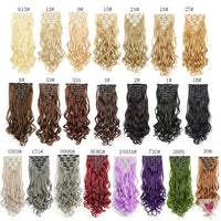 Linwan Synthetic 24Inchs 16 Clips in Hair Extensions Long Wavy Hairstyle Blonde Black Hairpieces Heat Resistant False Hair Sweet T 52