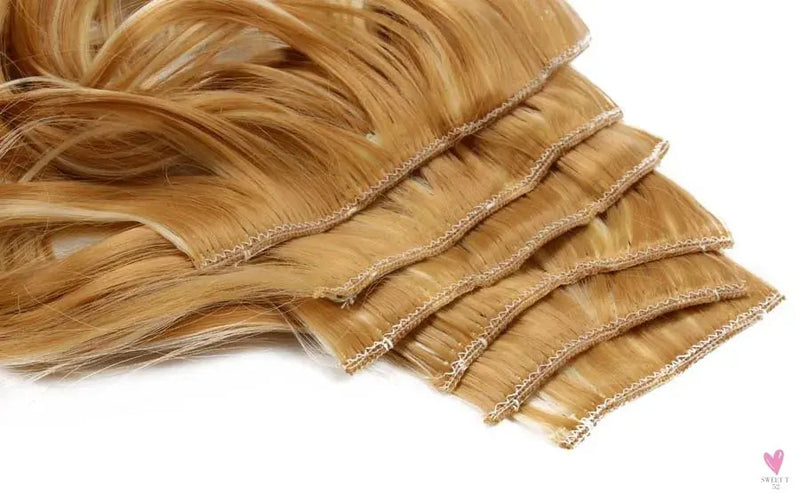 Linwan Synthetic 24Inchs 16 Clips in Hair Extensions Long Wavy Hairstyle Blonde Black Hairpieces Heat Resistant False Hair Sweet T 52