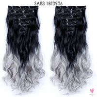 Linwan Synthetic 24Inchs 16 Clips in Hair Extensions Long Wavy Hairstyle Blonde Black Hairpieces Heat Resistant False Hair Sweet T 52