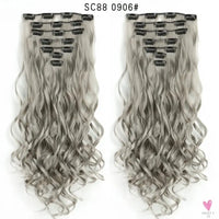 Linwan Synthetic 24Inchs 16 Clips in Hair Extensions Long Wavy Hairstyle Blonde Black Hairpieces Heat Resistant False Hair Sweet T 52