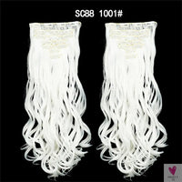 Linwan Synthetic 24Inchs 16 Clips in Hair Extensions Long Wavy Hairstyle Blonde Black Hairpieces Heat Resistant False Hair Sweet T 52