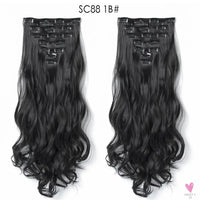 Linwan Synthetic 24Inchs 16 Clips in Hair Extensions Long Wavy Hairstyle Blonde Black Hairpieces Heat Resistant False Hair Sweet T 52