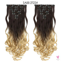 Linwan Synthetic 24Inchs 16 Clips in Hair Extensions Long Wavy Hairstyle Blonde Black Hairpieces Heat Resistant False Hair Sweet T 52