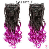 Linwan Synthetic 24Inchs 16 Clips in Hair Extensions Long Wavy Hairstyle Blonde Black Hairpieces Heat Resistant False Hair Sweet T 52