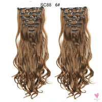 Linwan Synthetic 24Inchs 16 Clips in Hair Extensions Long Wavy Hairstyle Blonde Black Hairpieces Heat Resistant False Hair Sweet T 52