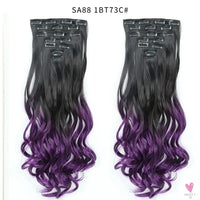 Linwan Synthetic 24Inchs 16 Clips in Hair Extensions Long Wavy Hairstyle Blonde Black Hairpieces Heat Resistant False Hair Sweet T 52