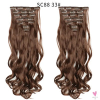 Linwan Synthetic 24Inchs 16 Clips in Hair Extensions Long Wavy Hairstyle Blonde Black Hairpieces Heat Resistant False Hair Sweet T 52