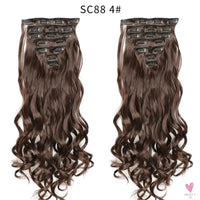 Linwan Synthetic 24Inchs 16 Clips in Hair Extensions Long Wavy Hairstyle Blonde Black Hairpieces Heat Resistant False Hair Sweet T 52