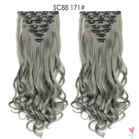 Linwan Synthetic 24Inchs 16 Clips in Hair Extensions Long Wavy Hairstyle Blonde Black Hairpieces Heat Resistant False Hair Sweet T 52