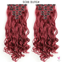 Linwan Synthetic 24Inchs 16 Clips in Hair Extensions Long Wavy Hairstyle Blonde Black Hairpieces Heat Resistant False Hair Sweet T 52