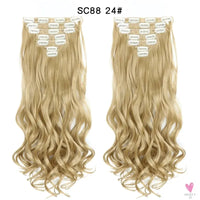 Linwan Synthetic 24Inchs 16 Clips in Hair Extensions Long Wavy Hairstyle Blonde Black Hairpieces Heat Resistant False Hair Sweet T 52