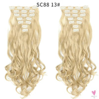 Linwan Synthetic 24Inchs 16 Clips in Hair Extensions Long Wavy Hairstyle Blonde Black Hairpieces Heat Resistant False Hair Sweet T 52