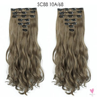 Linwan Synthetic 24Inchs 16 Clips in Hair Extensions Long Wavy Hairstyle Blonde Black Hairpieces Heat Resistant False Hair Sweet T 52