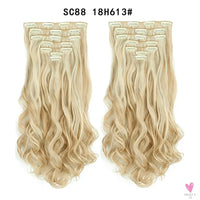 Linwan Synthetic 24Inchs 16 Clips in Hair Extensions Long Wavy Hairstyle Blonde Black Hairpieces Heat Resistant False Hair Sweet T 52