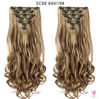 Linwan Synthetic 24Inchs 16 Clips in Hair Extensions Long Wavy Hairstyle Blonde Black Hairpieces Heat Resistant False Hair Sweet T 52