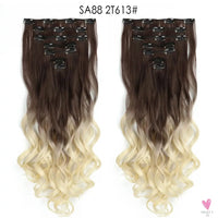 Linwan Synthetic 24Inchs 16 Clips in Hair Extensions Long Wavy Hairstyle Blonde Black Hairpieces Heat Resistant False Hair Sweet T 52