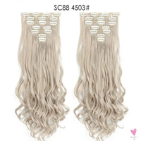 Linwan Synthetic 24Inchs 16 Clips in Hair Extensions Long Wavy Hairstyle Blonde Black Hairpieces Heat Resistant False Hair Sweet T 52