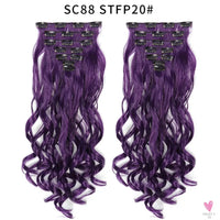 Linwan Synthetic 24Inchs 16 Clips in Hair Extensions Long Wavy Hairstyle Blonde Black Hairpieces Heat Resistant False Hair Sweet T 52