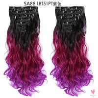 Linwan Synthetic 24Inchs 16 Clips in Hair Extensions Long Wavy Hairstyle Blonde Black Hairpieces Heat Resistant False Hair Sweet T 52