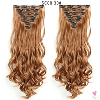 Linwan Synthetic 24Inchs 16 Clips in Hair Extensions Long Wavy Hairstyle Blonde Black Hairpieces Heat Resistant False Hair Sweet T 52