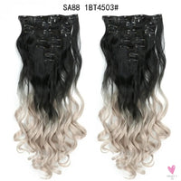 Linwan Synthetic 24Inchs 16 Clips in Hair Extensions Long Wavy Hairstyle Blonde Black Hairpieces Heat Resistant False Hair Sweet T 52