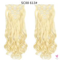 Linwan Synthetic 24Inchs 16 Clips in Hair Extensions Long Wavy Hairstyle Blonde Black Hairpieces Heat Resistant False Hair Sweet T 52