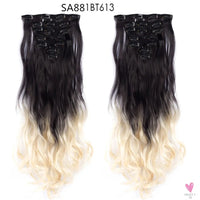 Linwan Synthetic 24Inchs 16 Clips in Hair Extensions Long Wavy Hairstyle Blonde Black Hairpieces Heat Resistant False Hair Sweet T 52