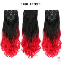 Linwan Synthetic 24Inchs 16 Clips in Hair Extensions Long Wavy Hairstyle Blonde Black Hairpieces Heat Resistant False Hair Sweet T 52