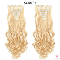 Linwan Synthetic 24Inchs 16 Clips in Hair Extensions Long Wavy Hairstyle Blonde Black Hairpieces Heat Resistant False Hair Sweet T 52
